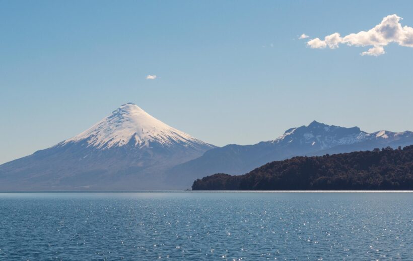 Osorno volcano panorama, All Saints Lake, Puerto Varas, Chile.