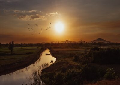 Sunset in Kampong Chhnang province, Cambodia