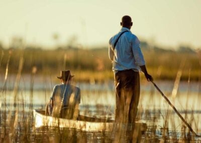 A mokoro canoe safari in Botswana