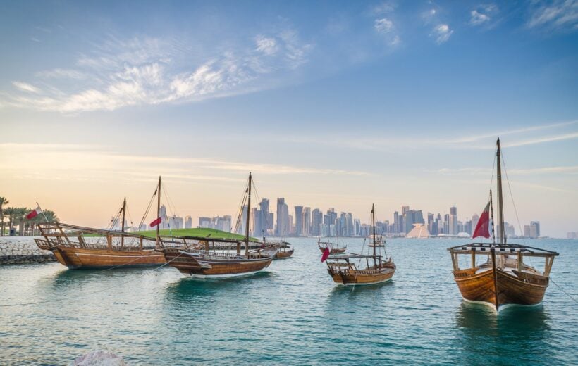 Dhows moored up in the sea