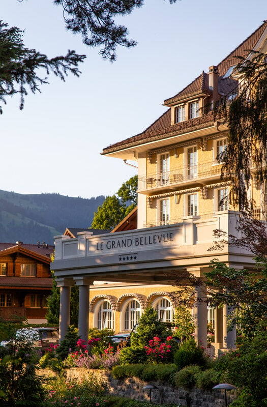 Facade of Le Grand Bellevue Hotel in Swizterland