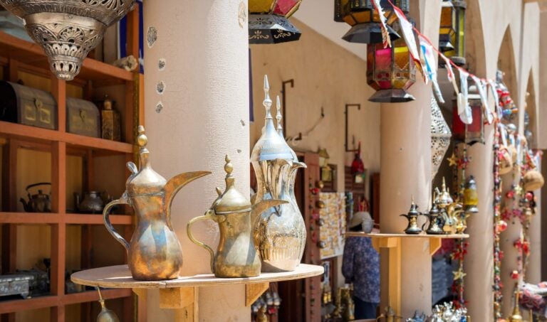 Silver for sale in a souk in Nizwa, Oman