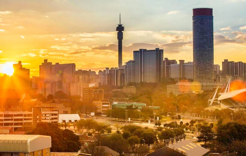 Johannesburg skyline at sunset