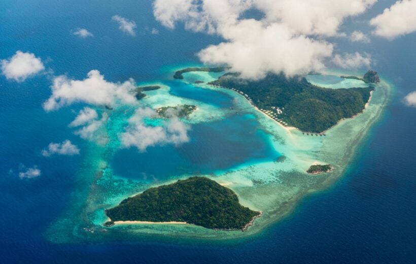 An Aerial shot of Bawah Private Island resort