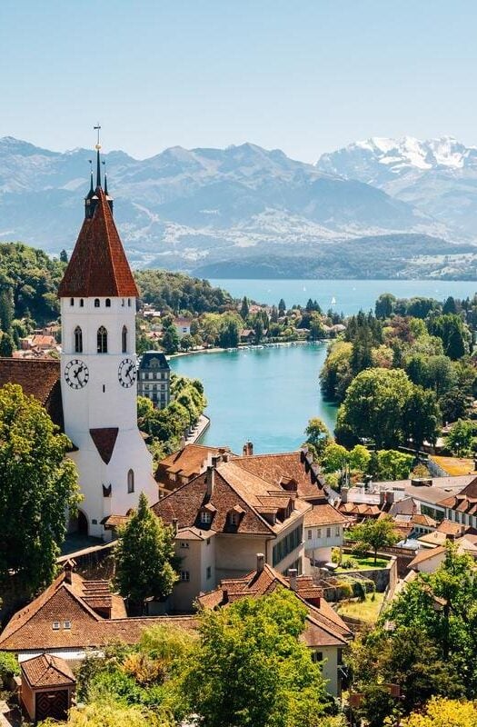 Thun cityspace with Alps mountain and lake in Switzerland