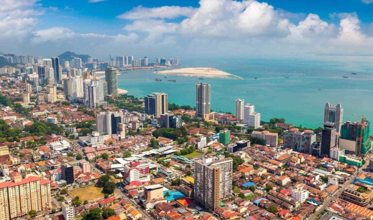 Aerisl view of George Town, Penang, Malaysia