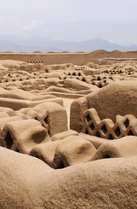 Travel Pack Pics for Northern Peru. Panoramic view of Chan Chan ruins. Pre-columbian adobe city located outside Trujillo.