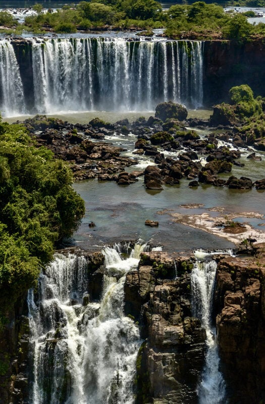 Two-step water fall at Iguazu National Park on Argentina Brazil border