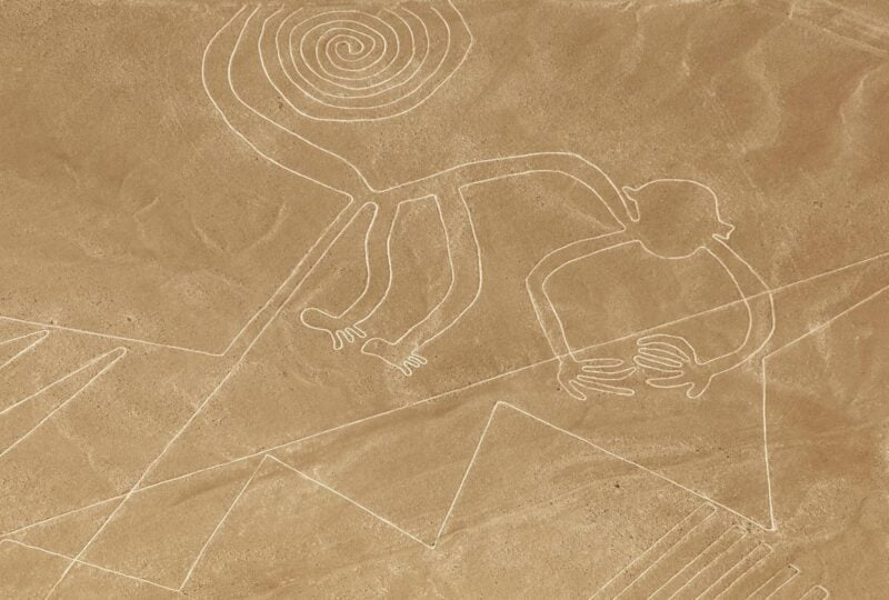 A monkey geoglyph, part of the Nazca Lines in Peru