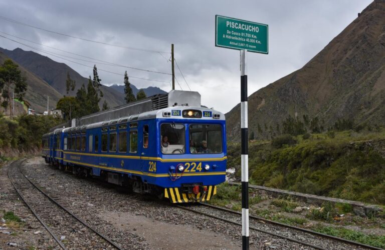 The Vistadome train travelling from Cusco, Peru