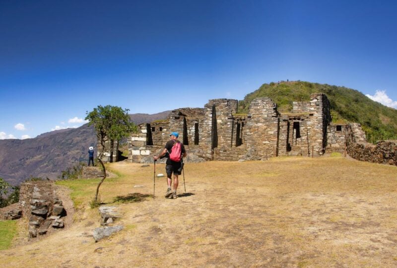 A man hiking the Choquequirao trek in Peru