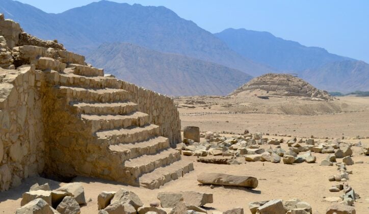 The UNESCO world heritage caral pyramids in Peru