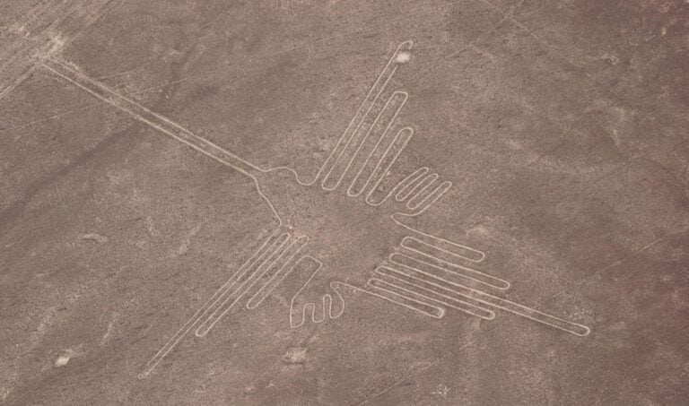 Aerial view of the Nazca Lines seen from a helicopter, Peru