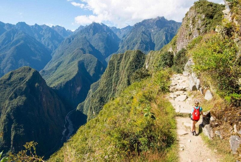 A woman trekking the Inca Trail in Peru