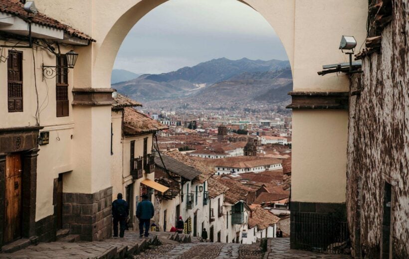 View through an archway in Cusco, Peru