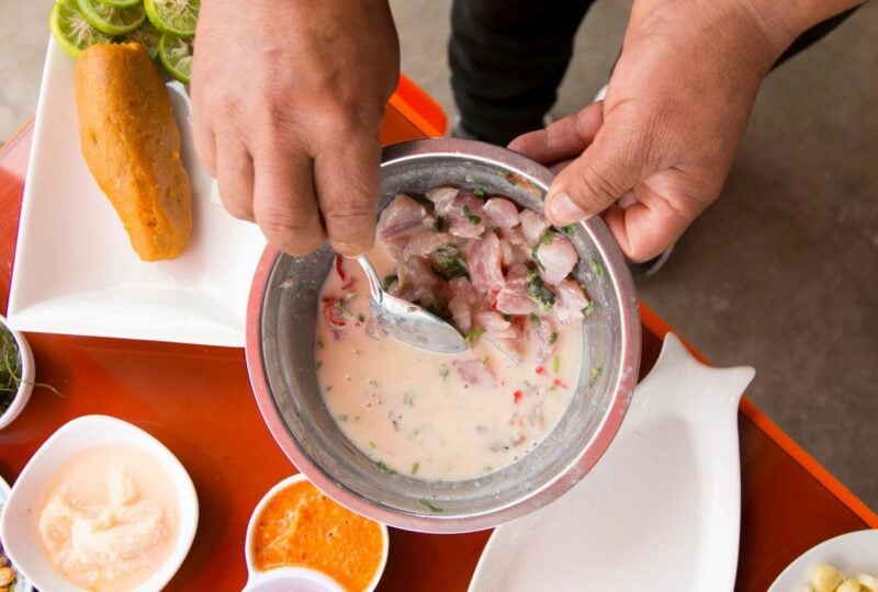 A man making ceviche in Peru