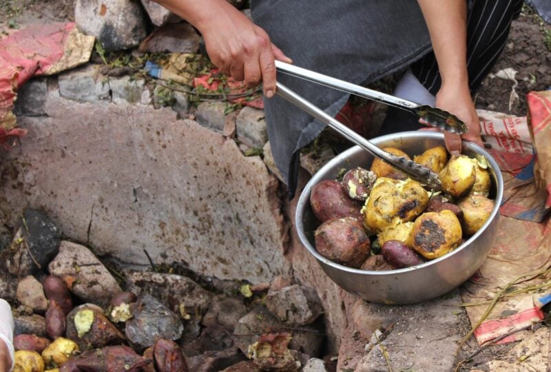 A traditional Peruvian pachamanca lunch