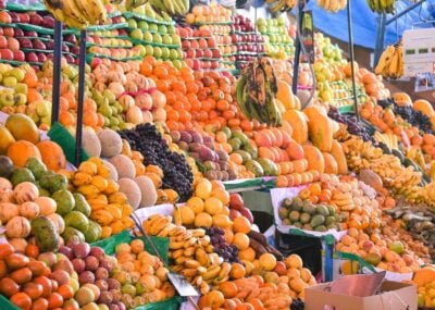 Peruvian fruits on display at a market