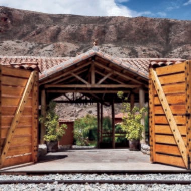 Entrance gates at Belmond Hotel Rio Sagrado, Peru