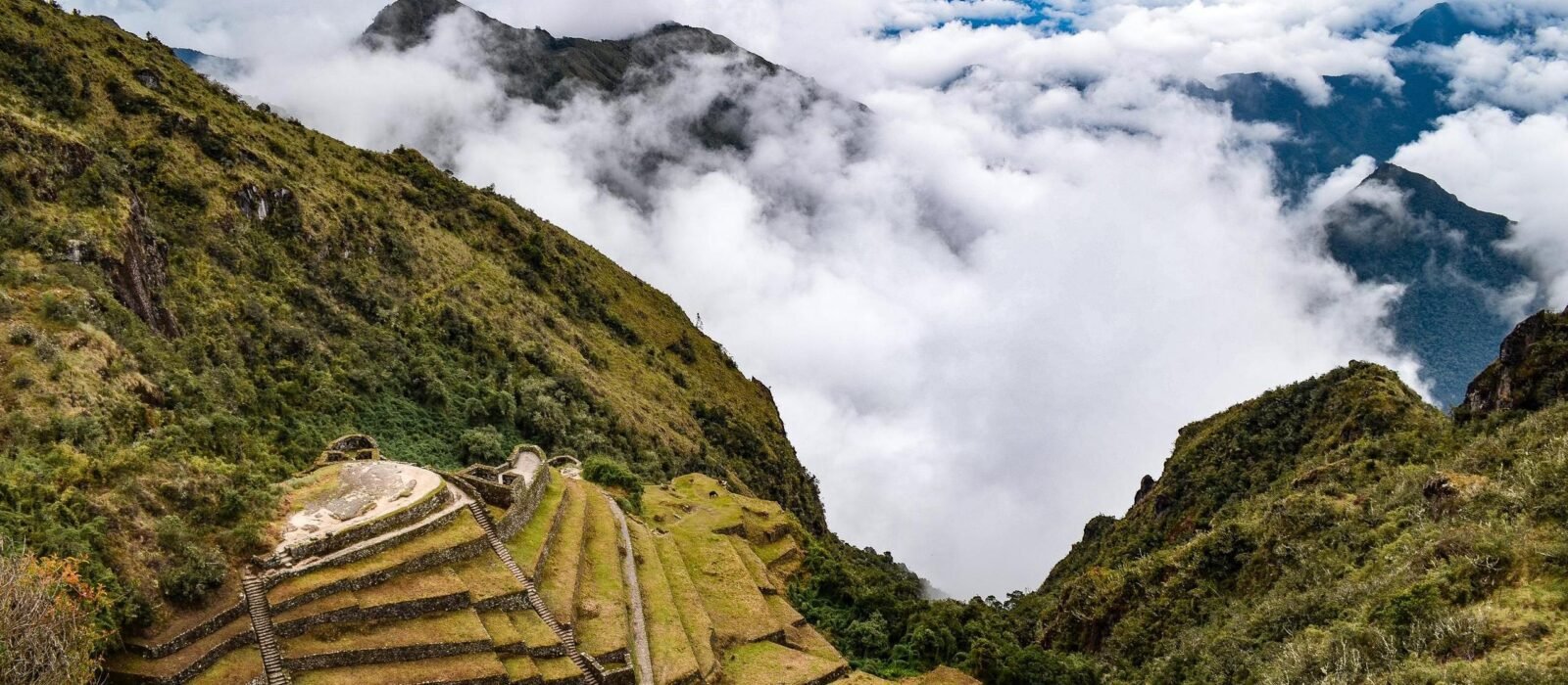 Views over mountains and clouds from the Inca Trail, Peru