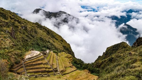 Views over mountains and clouds from the Inca Trail, Peru