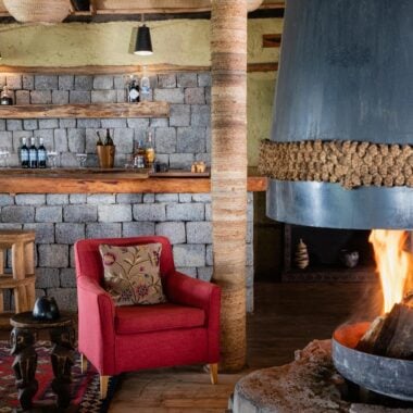 Lounge at Virunga Lodge in Rwanda