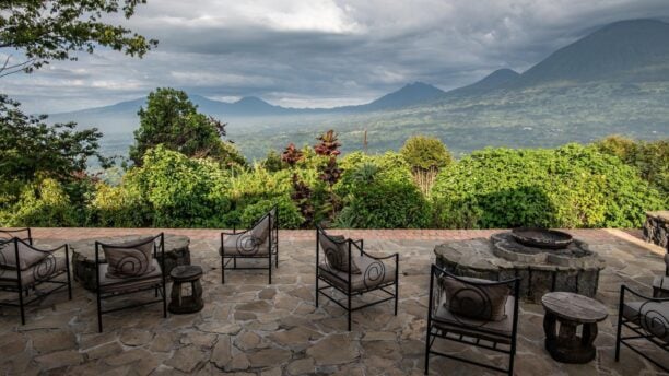 Terrace at Virunga Lodge in Rwanda